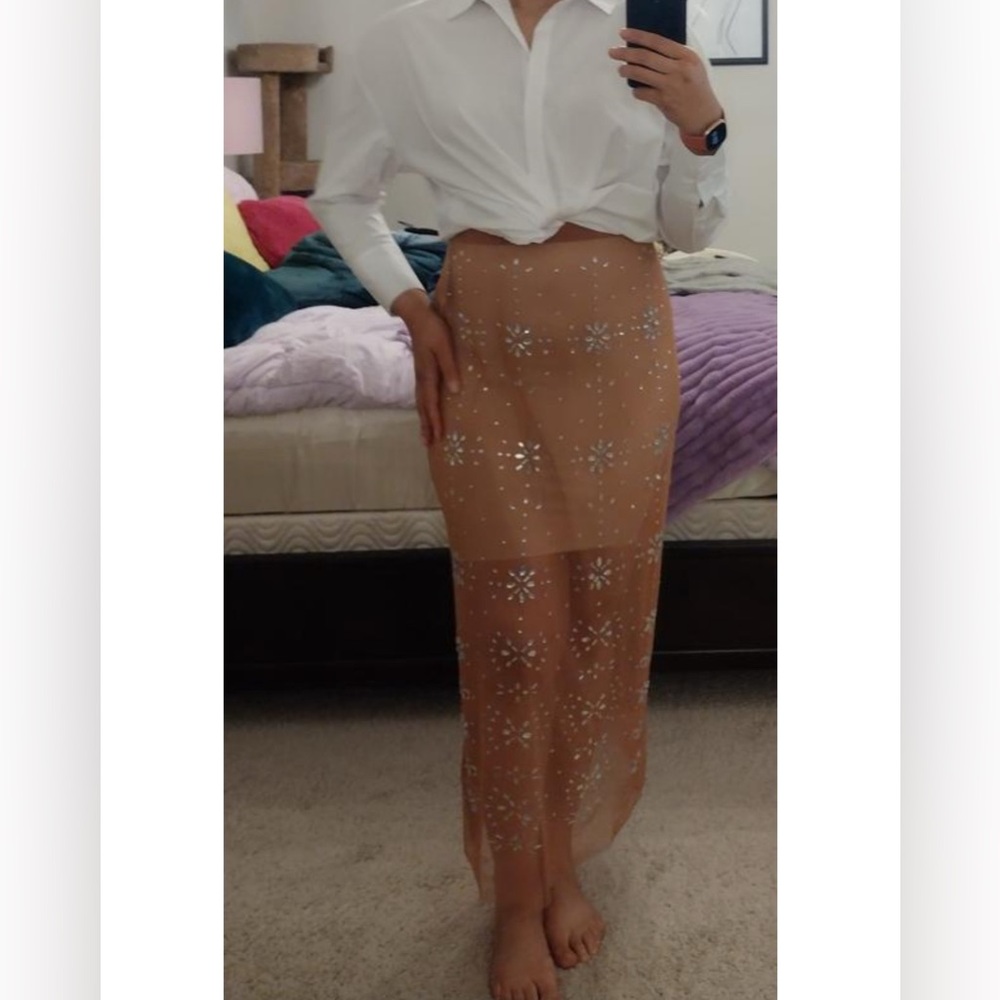 ANTHROPOLOGIE Crystal Sheer Maxi Skirt - Picture 8 of 12